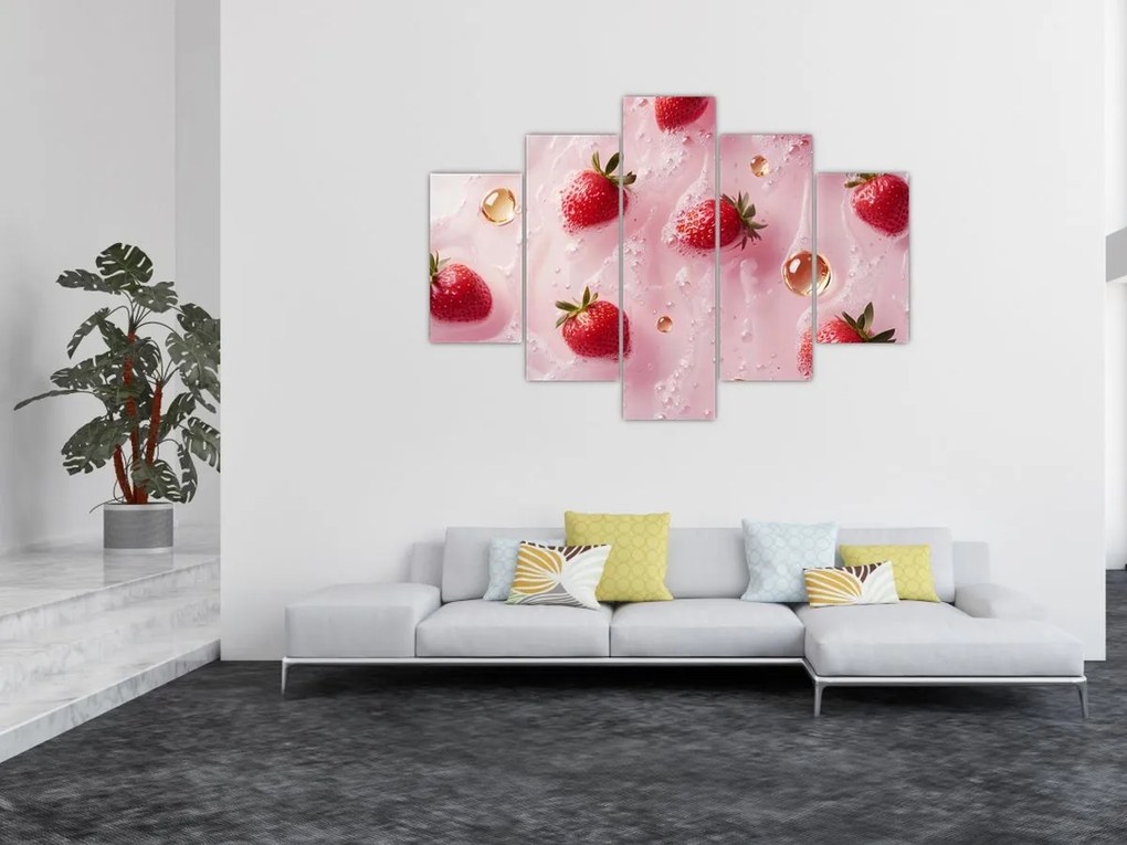 Obraz - Jahody v bublinách (150x105 cm)