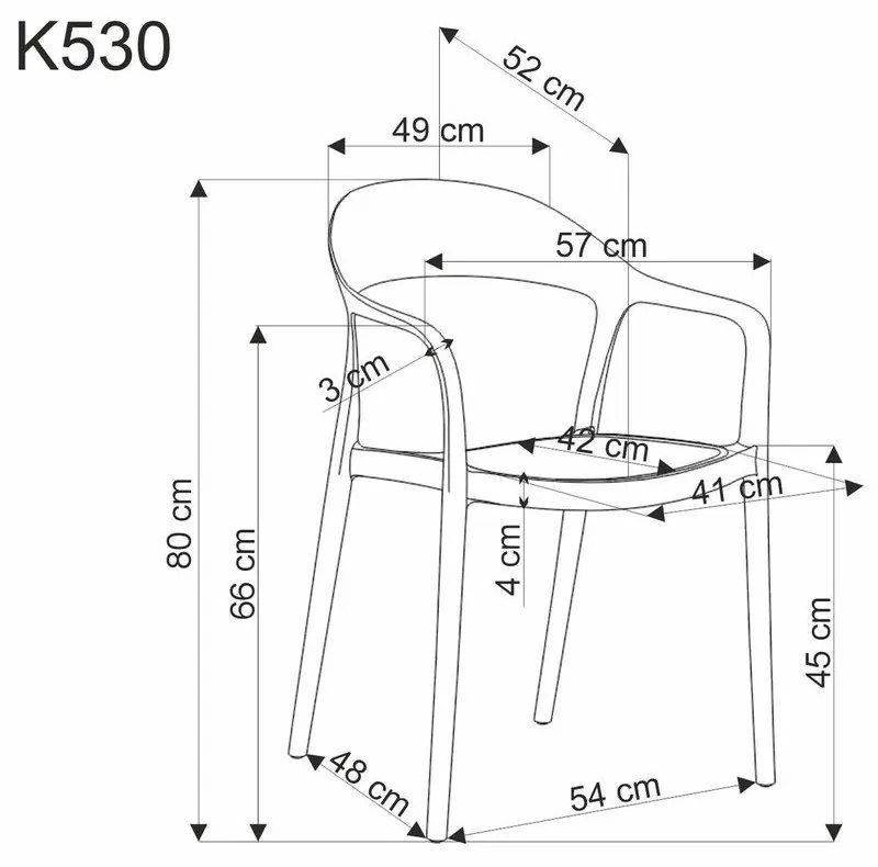 Halmar Plastová stohovateľná jedálenská stolička K530 - bílá