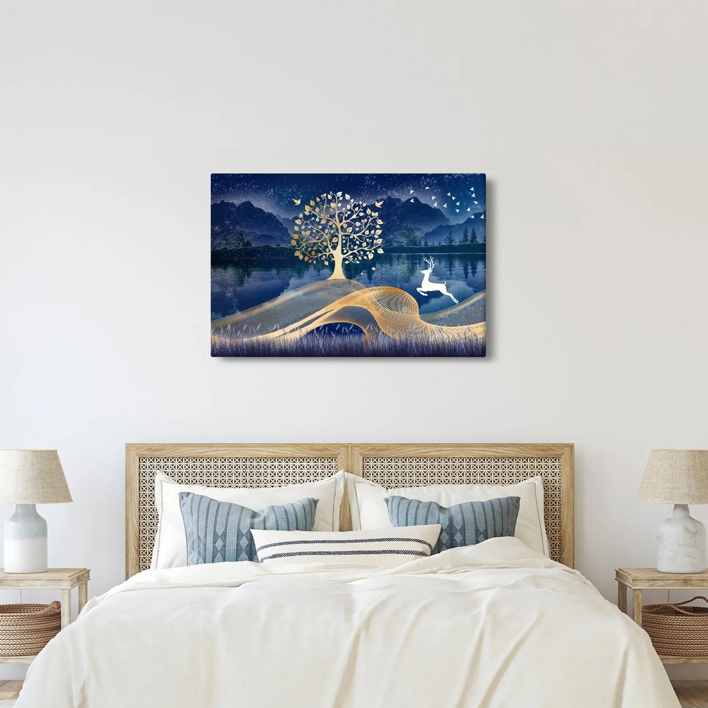 Obraz jeleňov pri splne (90x60 cm)