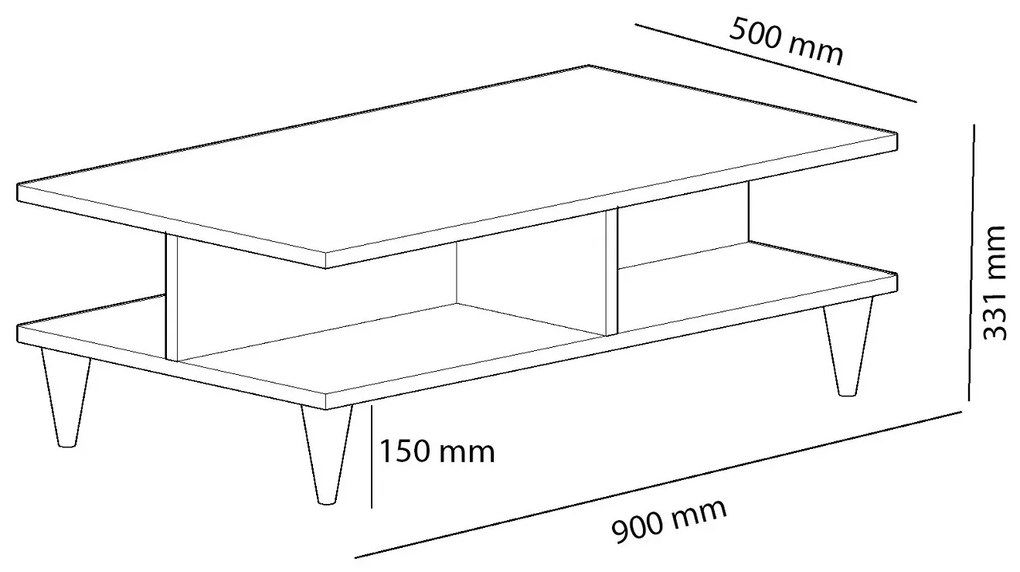 Dizajnový konferenčný stolík Gagenia 90 cm vzor dub / čierny