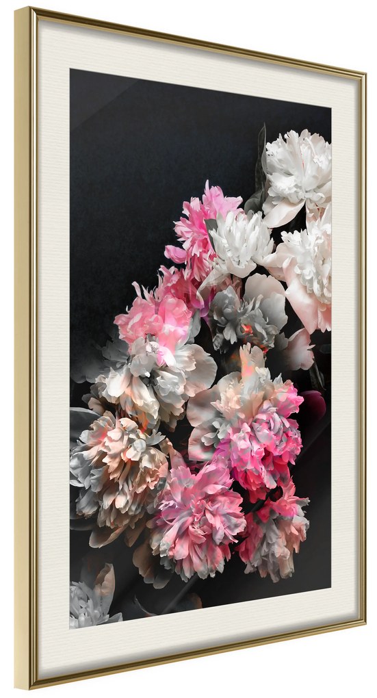 Artgeist Plagát - Bouquet in the Dark [Poster] Veľkosť: 40x60, Verzia: Zlatý rám s passe-partout