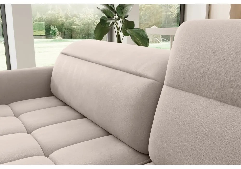 Svetlohnedá zamatová rozkladacia/s úložným priestorom rohová pohovka (pravý roh/do L) Barea – ELTAP