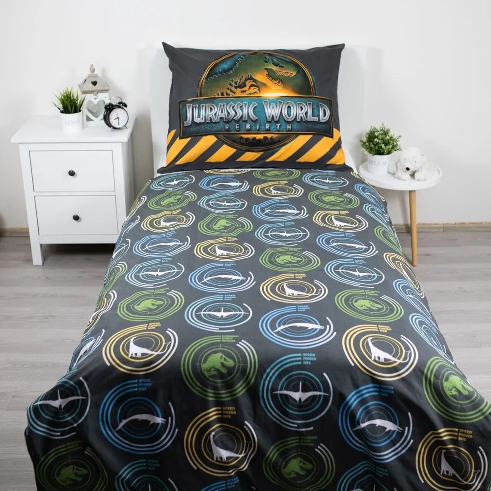 Bavlnená detská obliečka na jednolôžko 140x200 cm Jurassic World "T-Rex" – Jerry Fabrics