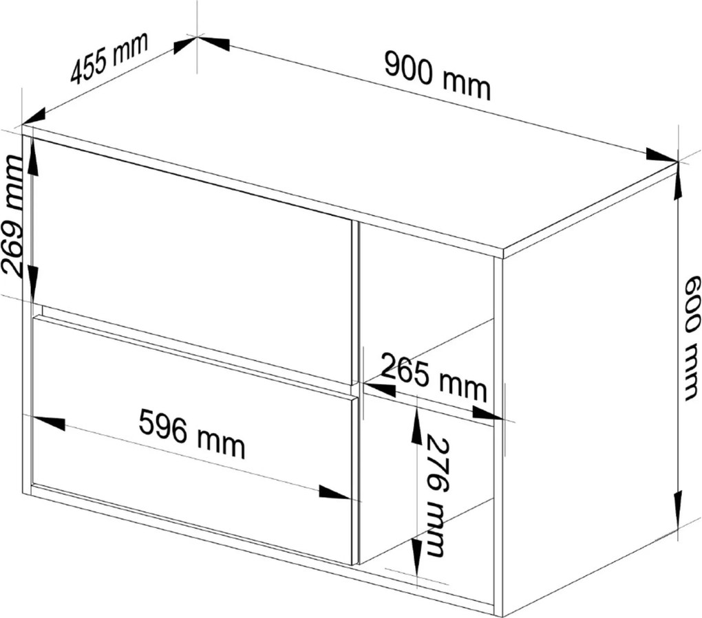 Závesná skrinka pod umývadlo VAMI 90 cm biela/grafitová