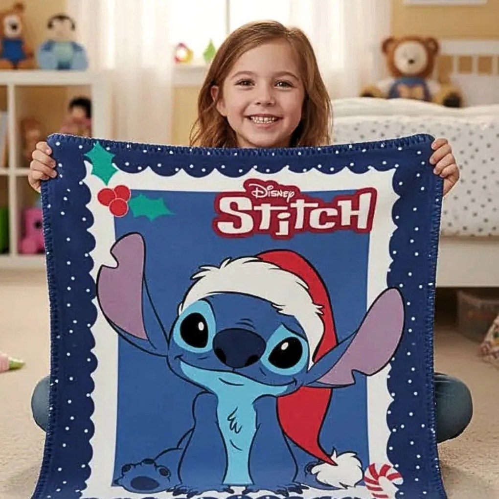 Deka detská flecee Stitch modrá 140x100cm Faro Tiahome