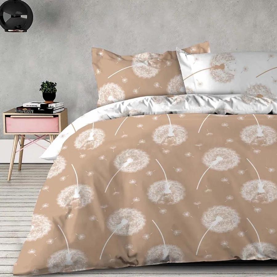 XPOSE® Bavlnené obliečky na dve postele PÚPAVY DUO - hnedá/biela