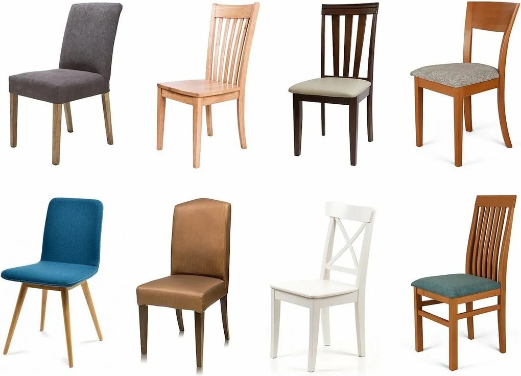 Restilo Napínací poťah na stoličku Sento strieborná, 48 x 48 x 58 + 10 cm, súprava 4 ks