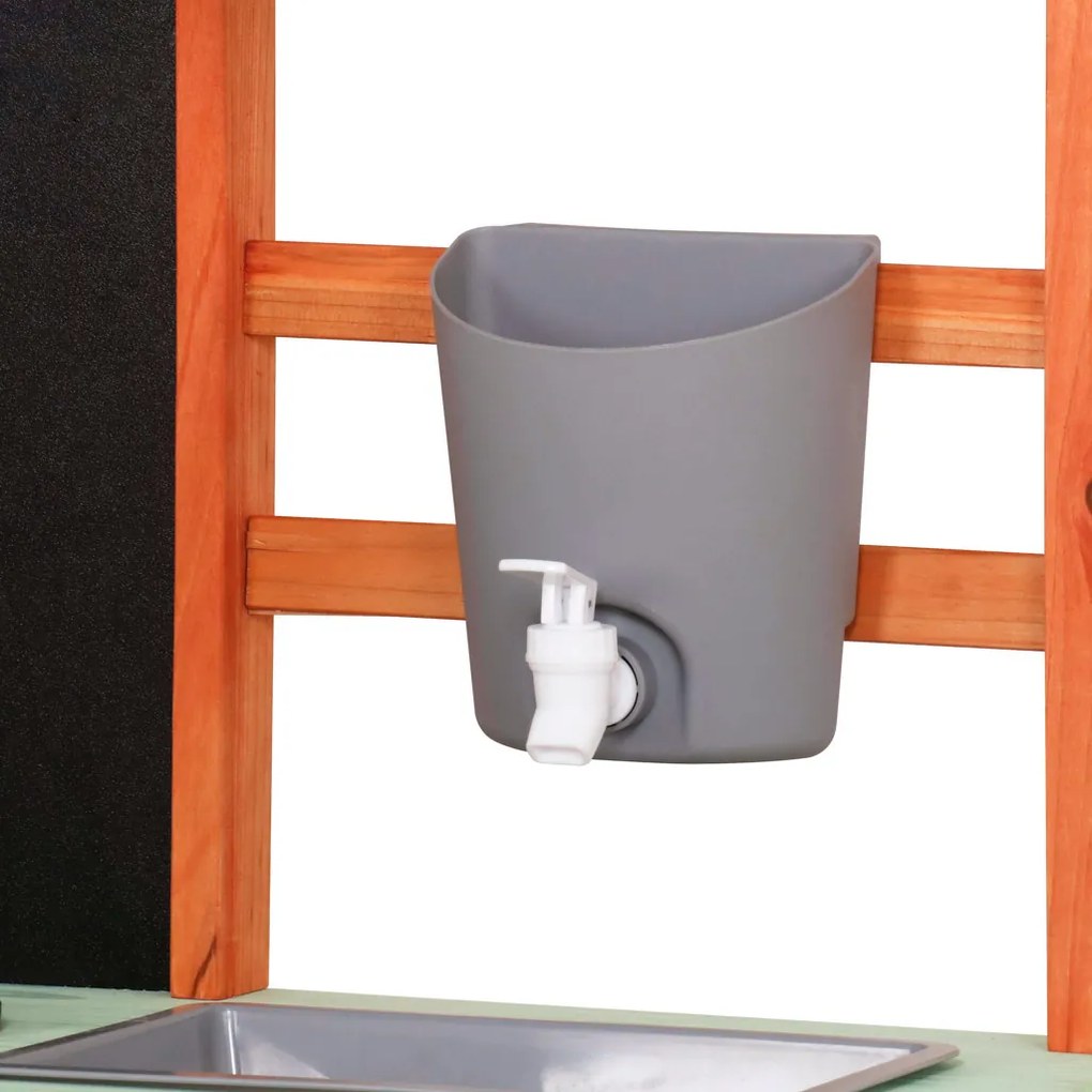 KIK Drevená záhradná kuchyňa na kolieskach príslušenstvo kohútik vonkajšie Lulilo Sableto 116 cm