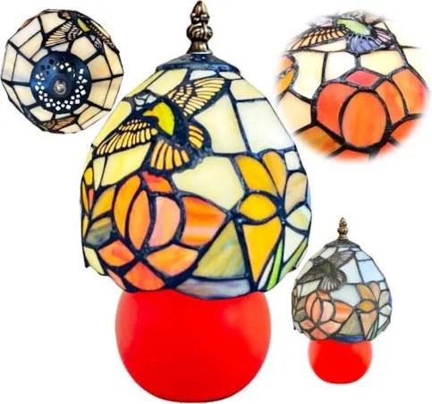 Nočná lampa Tiffany ORANGE vitráž KOLIBRÍK 23*Ø15 1*E14