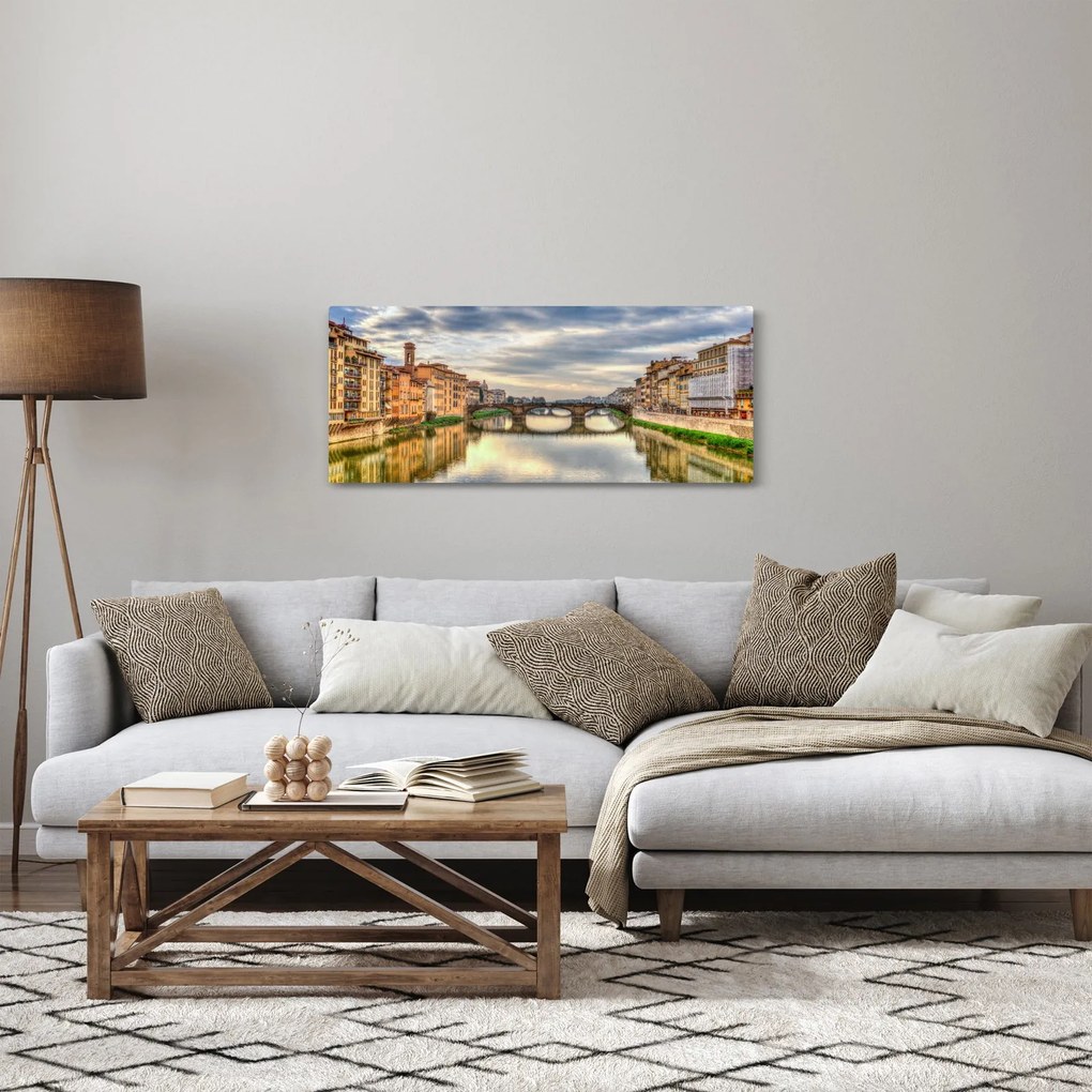 Obraz mesta s riekou (120x50 cm)