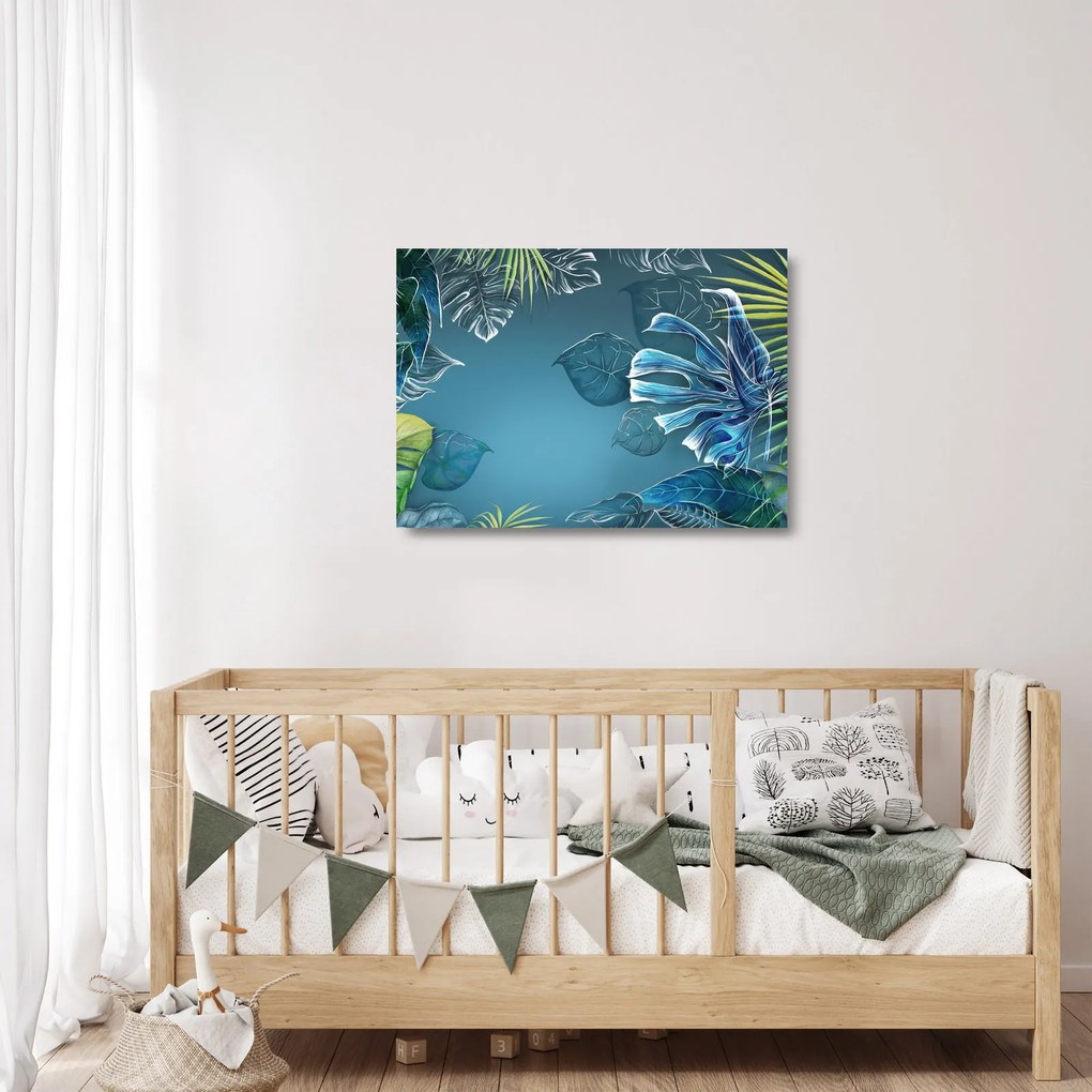 Sklenený obraz - Listy tropických rastlín (70x50 cm)