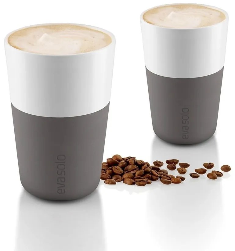 Eva Solo Porcelánová termošálka Cafe Latte Elephant Grey 360 ml – set 2 ks