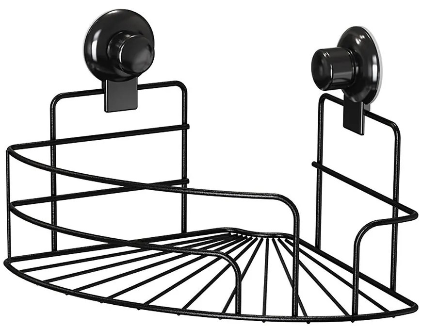 Rohová kúpeľňová polica, čierna