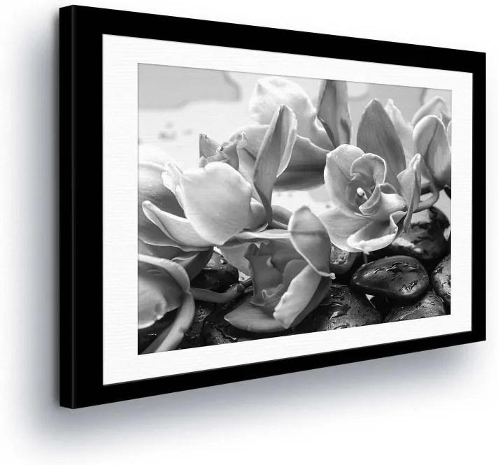 GLIX Obraz na plátne - Black and white Flowers in Paspart II 100x75 cm
