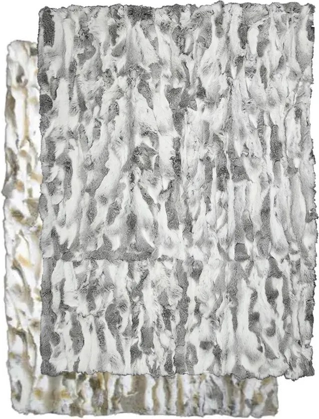 Pléd / prehoz z králičie kože Rabbi šedá mix - 130 * 180 * 3cm