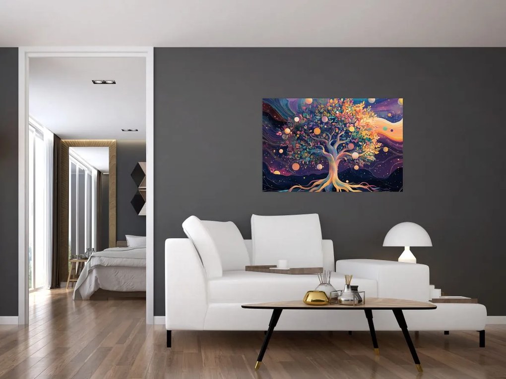 Obraz – Fialový strom plný energie (90x60 cm)