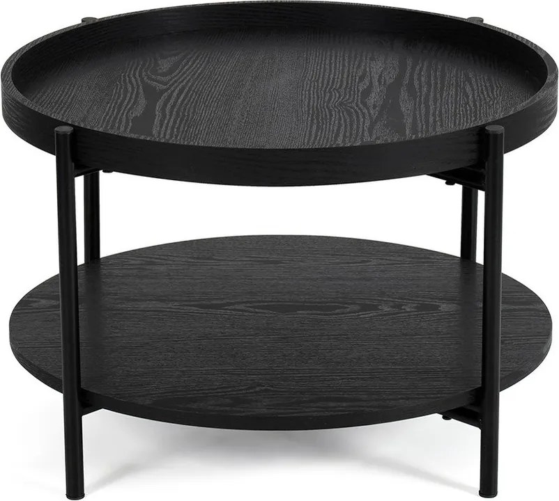 Čierny okrúhly konferenčný stolík v dekore duba ø 64 cm Hagen – Bonami Essentials