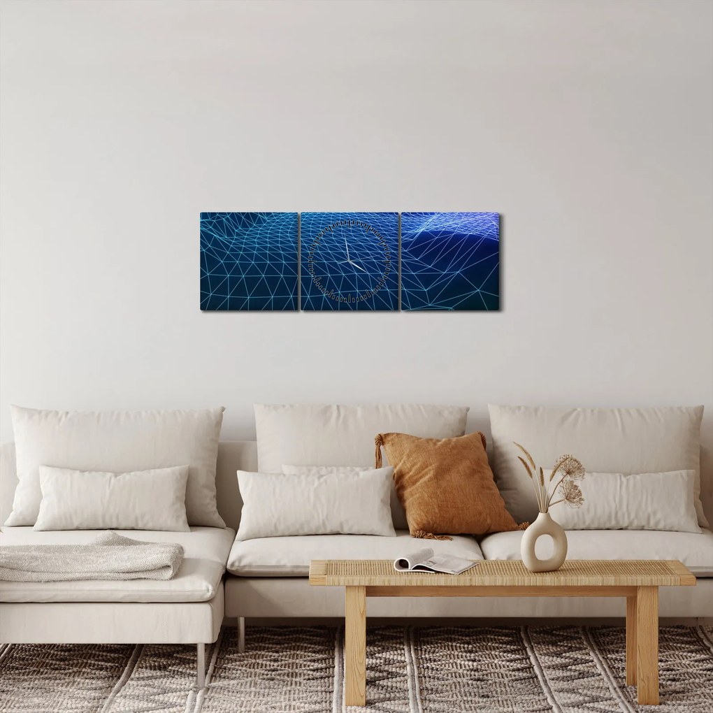 Obraz - Hory v počítačovom modeli (s hodinami) (90x30 cm)