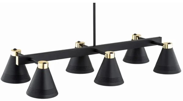 Argon 2552 - Luster na tyči AVALONE 6xE27/15W/230V čierna/zlatá