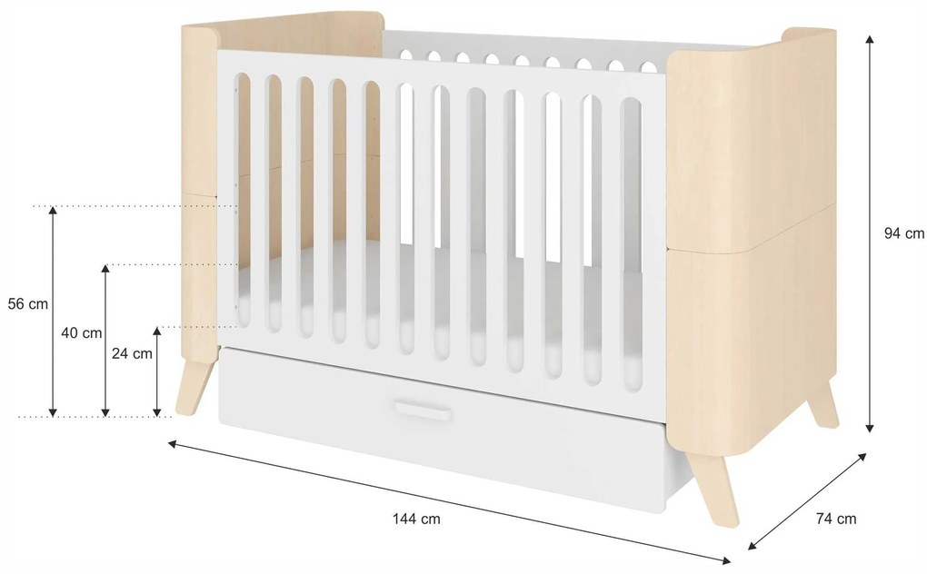 Detská postieľka HOPPA 70 x 140 cm s úložným boxom