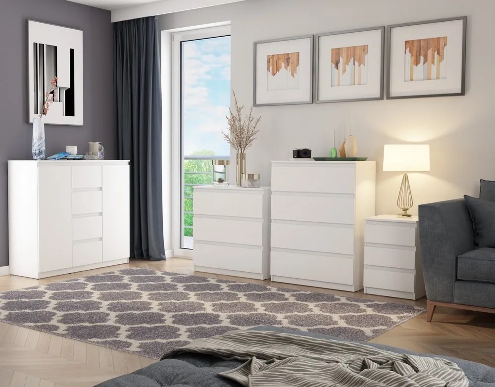 Komoda so 4 zásuvkami Carlos, biela, 75 cm