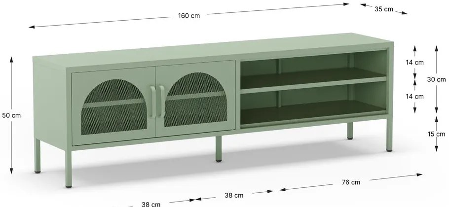 TV stolík v mentolovej farbe 160x50 cm Diora – Marckeric