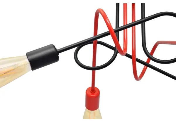 Prisadený luster OXFORD 4xE27/15W/230V čierna/červená