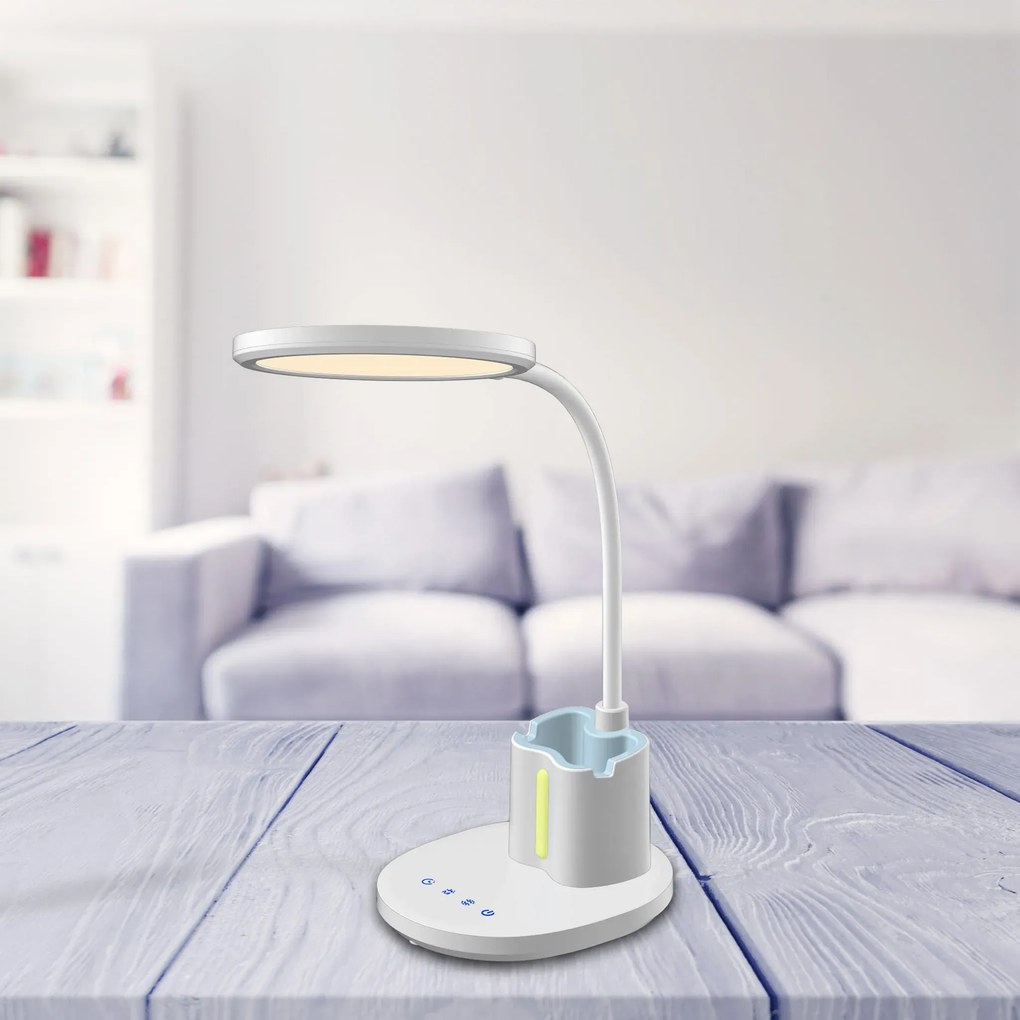 JU LED stolná lampa na čítanie, biela