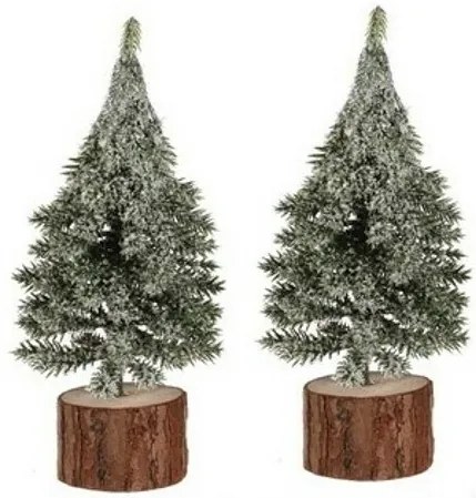 Vianočná dekorácia Stromček na kláte, 19 cm, srienistý, SET 2 KS