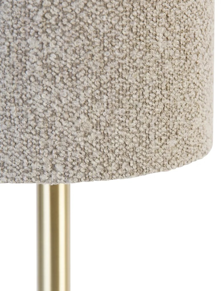 Klasická stolná lampa z mosadze s tienidlom boucle taupe 20 cm - Simplo