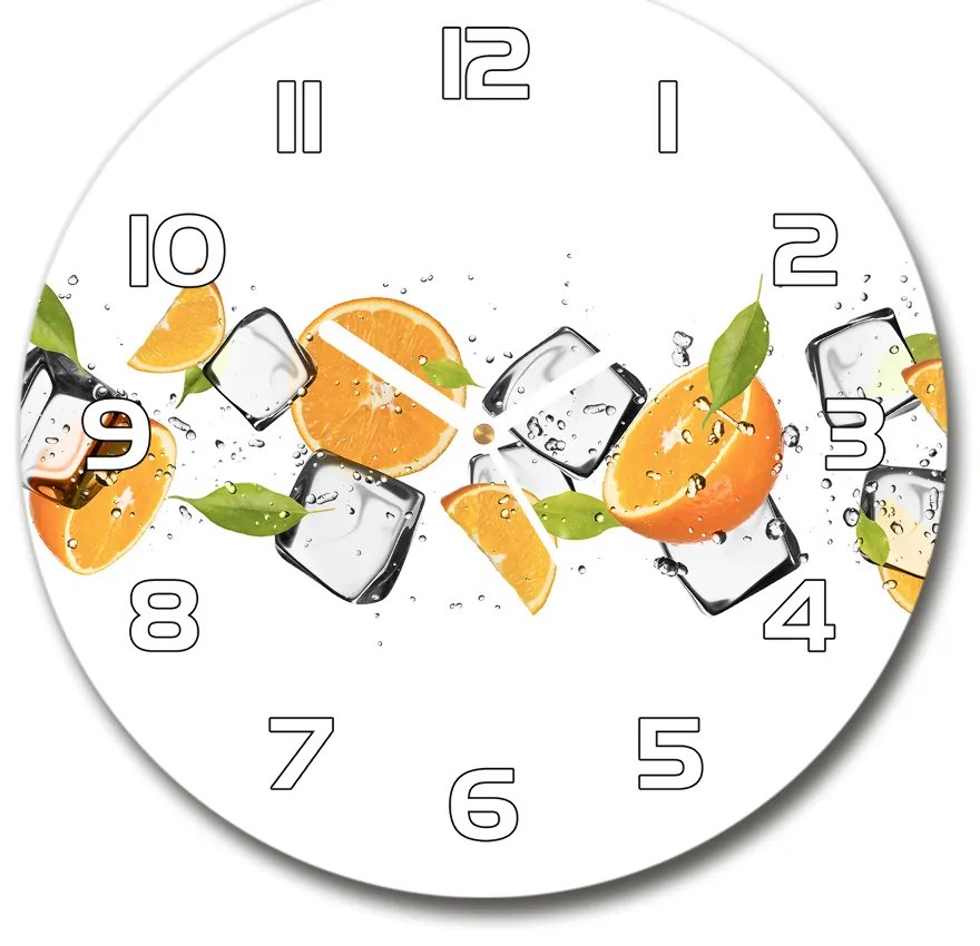 Sklenené hodiny okrúhle Pomaranče s ľadom pl_zso_30_f_50150012