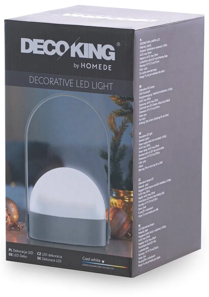 Prenosná LED lampa KAMPI sivá