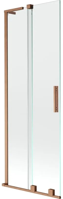 Mexen Velar L, 2-krídlová posuvná vaňová zástena 75 x 150 cm, 8mm číre sklo, medená matná, 896-075-003-01-65