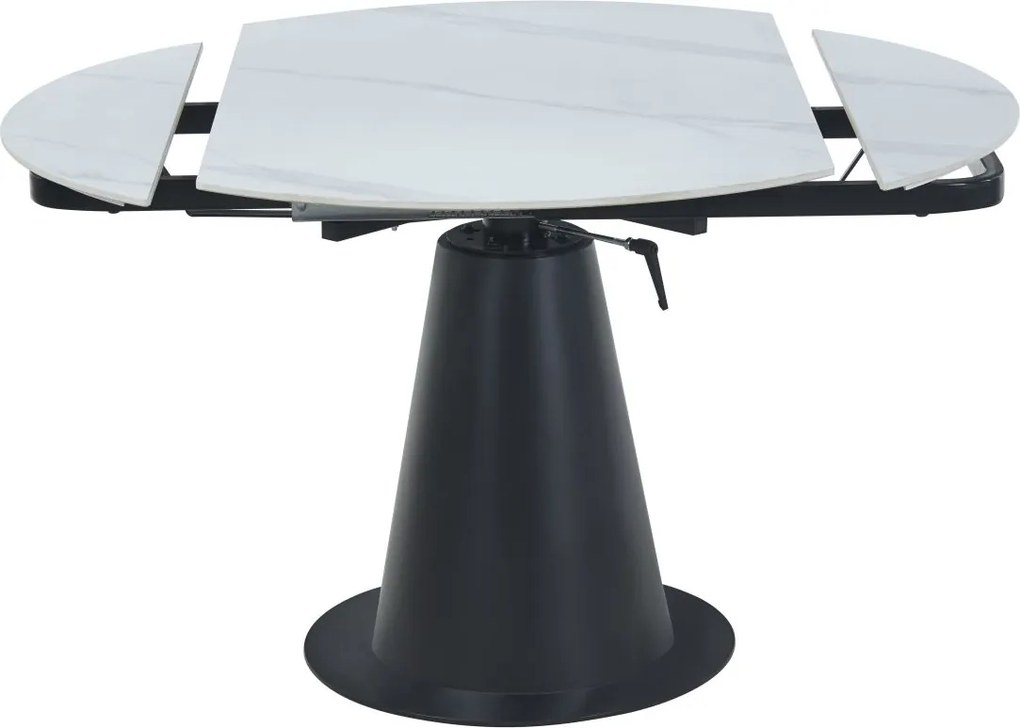 Vintino Rozkladací jedálenský stôl SORIAN 75–120 × 120 cm – biely mramor / čierna oceľ