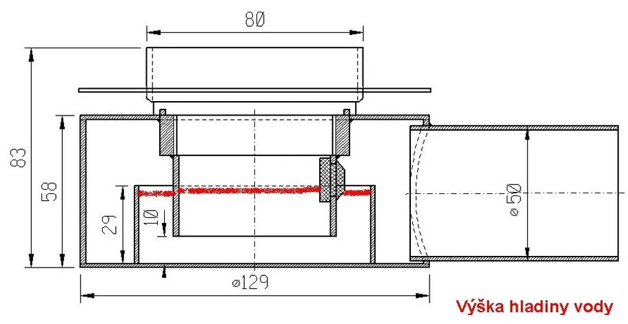 Sprchový žľab CLASSIC ZNÍŽENÝ s horizontálnou prírubou, 90 cm