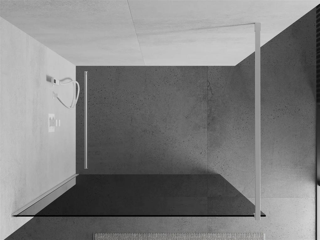 Mexen Kioto, Walk-In sprchová zástena 100 x 200 cm, grafit 8 mm, biely profil, 800-100-101-20-40