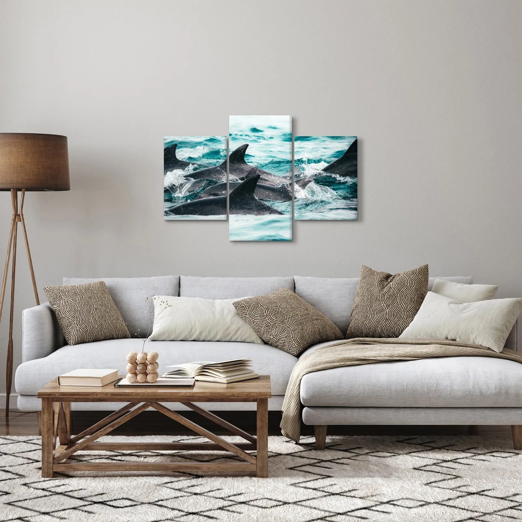 Obraz - Delfíny v oceáne (90x60 cm)