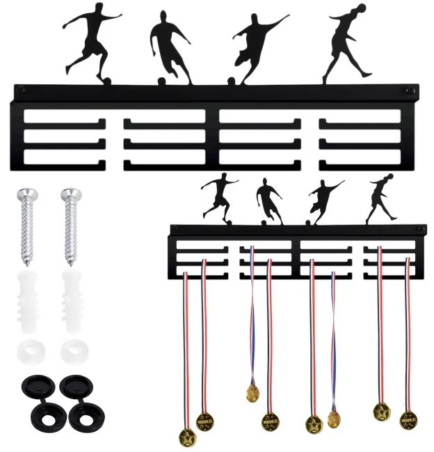 Nástenný vešiak na medaily FUTBALISTI čierny