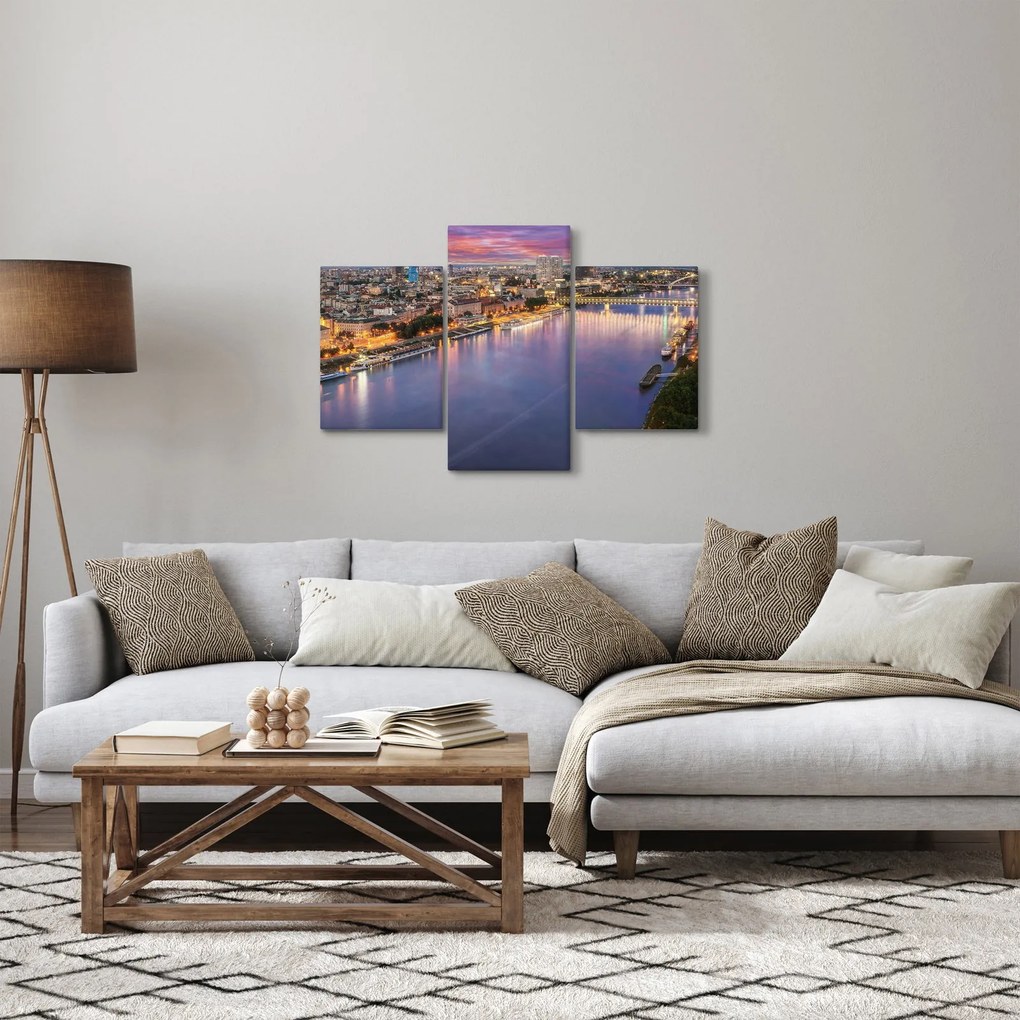 Obraz nočného mesta Bratislavy s riekou (90x60 cm)