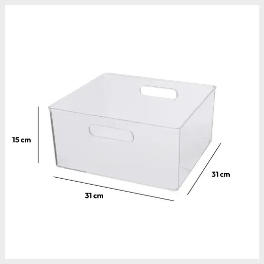 5Five® Transparentný box, viacúčelový, s rúčkami SELENA, 31x31x15