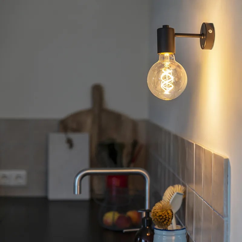 Čierna priemyselná nástenná lampa - Facil