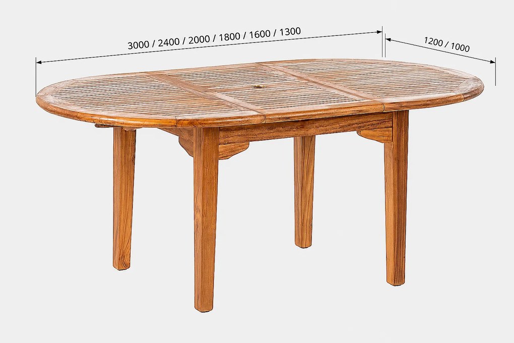 DEOKORK Teakový oválny stôl ELEGANTE 130 / 180 × 120 cm | ovál | rozkladacia