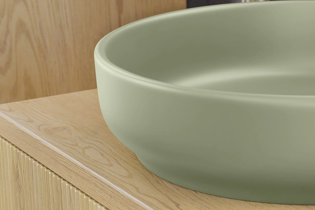 Comad Keramické umývadlo na dosku RIVER 1 OLIVE GREEN MATT UN 40, zelená