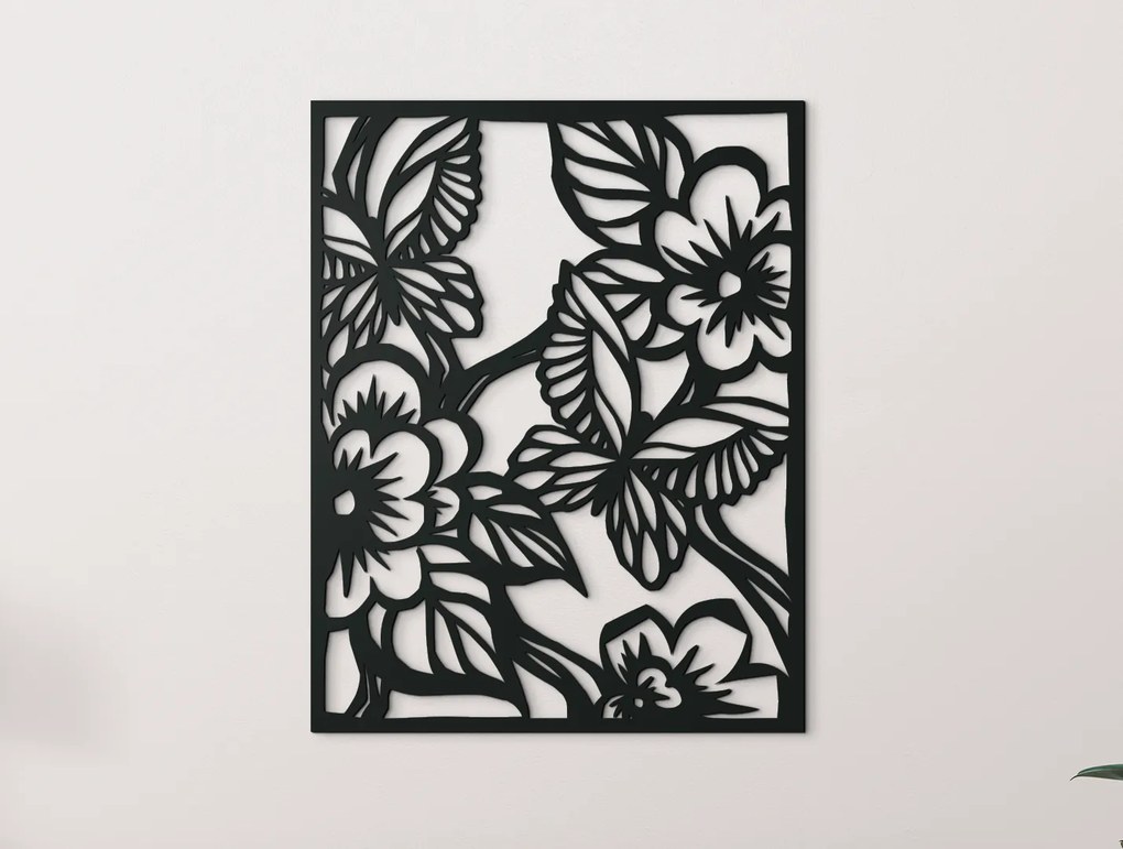 drevko Elegantný obraz Motýlia záhrada Rozmer obrazu: 41,5 x 32,5 cm, Farba dekorácie: Čierna