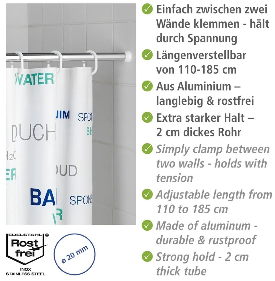 Tyč na sprchový záves v striebornej farbe 110 - 185 cm – Wenko