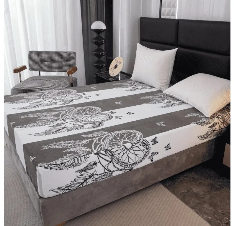 Plachta mikroplyš TIRSO 160x200 cm sivo-biela