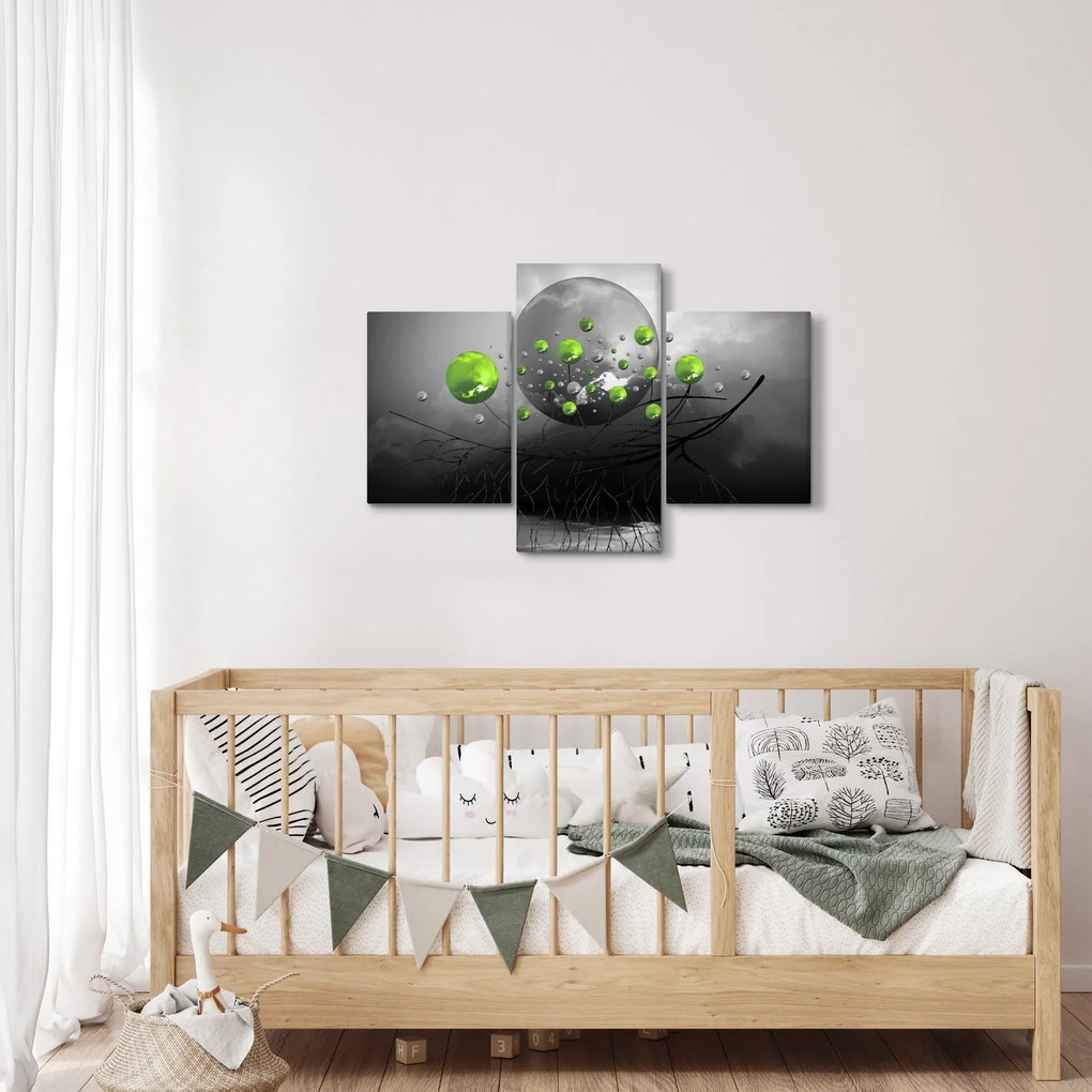 Obraz zelených abstraktných gulí (90x60 cm)