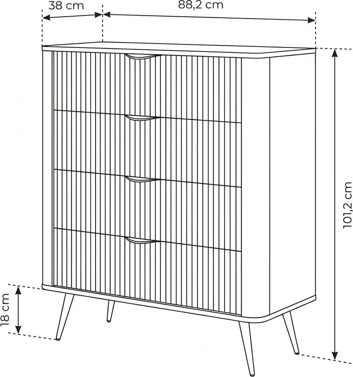 KOMODA TREVISO 4S KAŠMÍR 88 cm