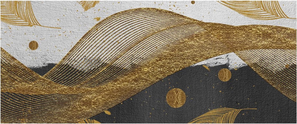 Obraz - Zlaté pierka (120x50 cm)
