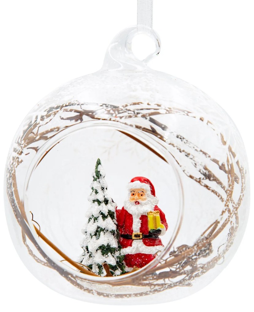 SKLENENÁ VIANOČNÁ BANKA NA STROMČEK SADA 4 KS (FI) 10 CM VZOROVANÁ